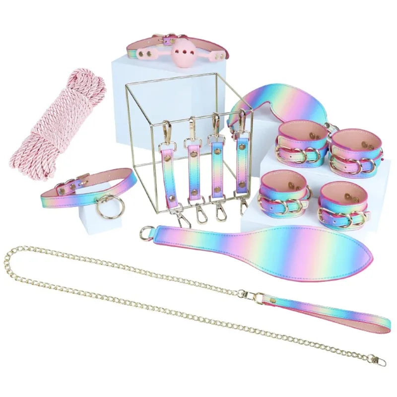Cute rainbow kit with 9 playful pieces, ddlg perfect for Daddy play and soft brat energy