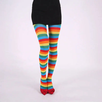 Rainbow stripe leggings for DDLG, ABDL, kawaii, and cutecore fashion