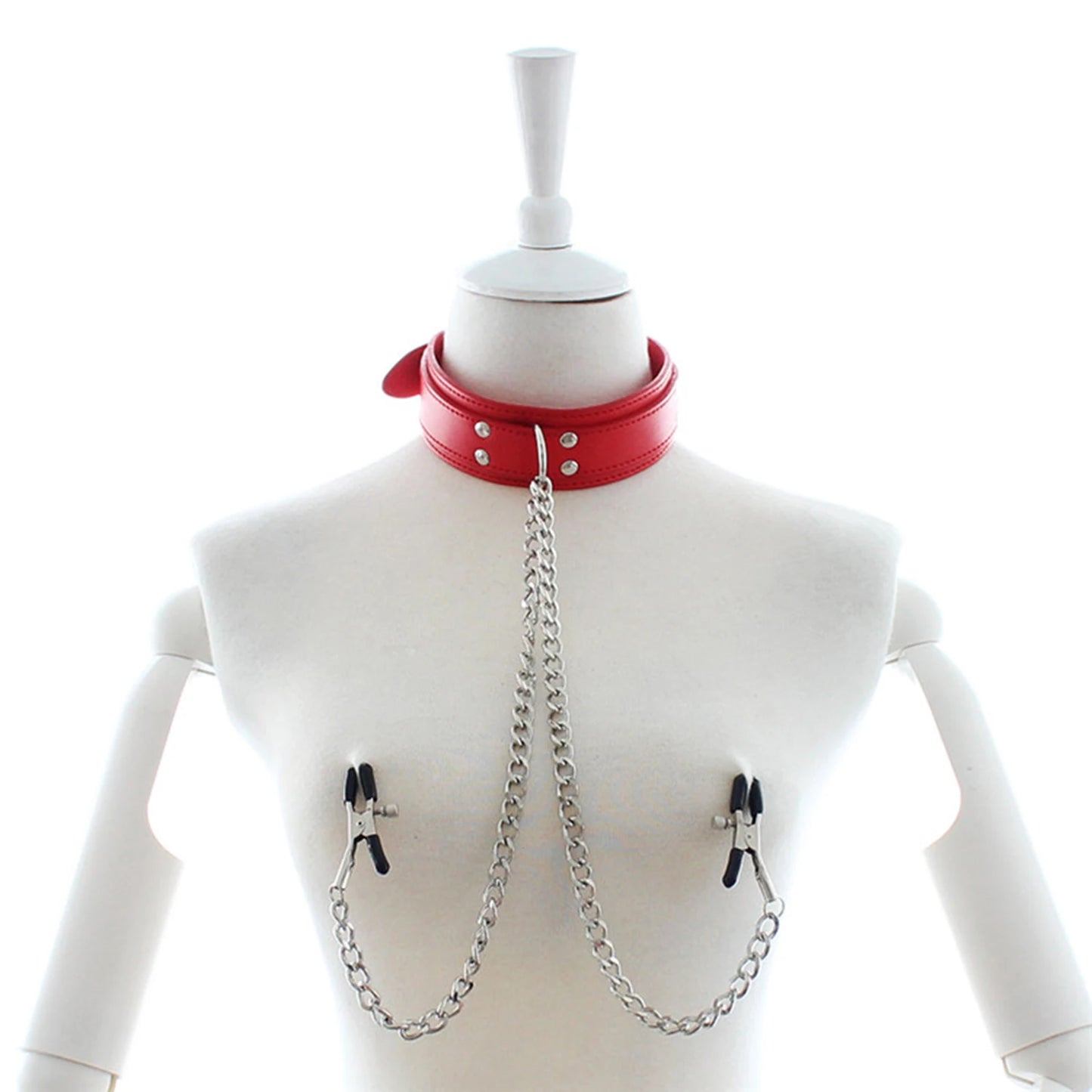 Red Kinky Choker Body Clip Set for DDLG and cutebaddie fantasyplay, flirty and bold roleplay accessory