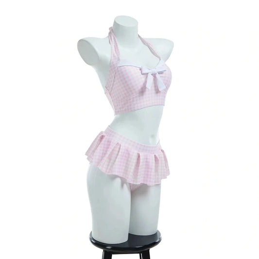 Retro candy plaid skirt set with matching panty for kawaii ddlg abdl cutecore fashion