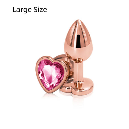 rose gold heart gem plug set in various sizes, perfect for kawaii aesthetics
