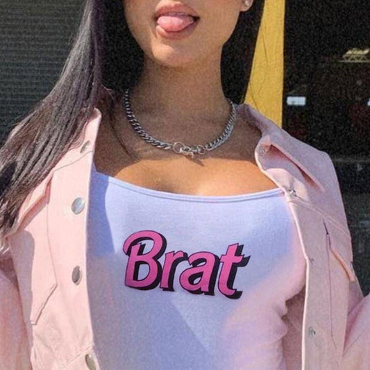 Sassy Brat Short Crop Top, soft stretchy fabric, flirty and bold design, perfect for babygirl cutecore ddlg bratty baddie vibes