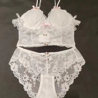Sexy cotton bra and panties set with delicate lace, ideal for DDLG ABDL and soft, elegant vibes, lightweight and comfy