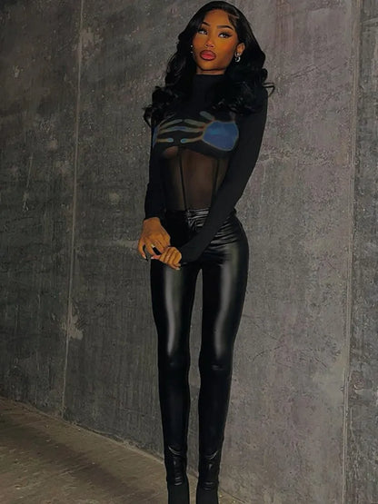 Sexy Thermal Glow Bodysuit with vibrant multi-color heat print, sleek body-sculpting design, ideal for Kawaii DDLG styles