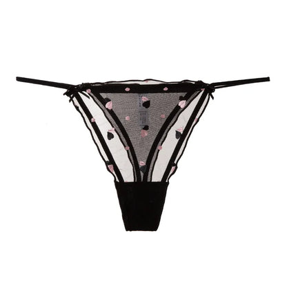 Sheer Obsession Crush Thong in black, DDLG/ABDL kawaii cutecore lingerie with subtle heart mesh