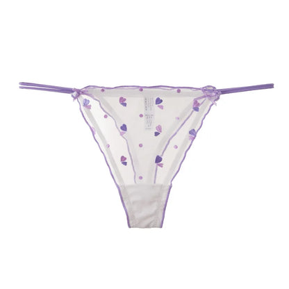 Sheer Obsession Crush Thong in mauve, DDLG/ABDL cutecore kawaii mesh lingerie with delicate heart details