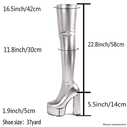 Silver Chrome Platform Heels, DDLG-ready soft girl and baddie aesthetic, multi-color playful cutecore