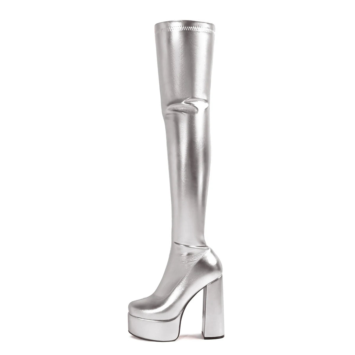 Silver Chrome Platform Heels, spoiled princess & babygirl fantasy, comfy chunky platform for cosplay & nights out