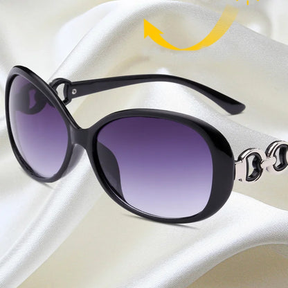 Black frame Slavic Diva Shades with purple lenses, luxe vintage eyewear for boss babes and alt baddies