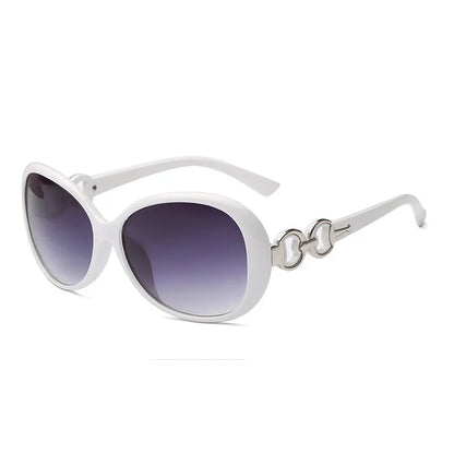 White frame Slavic Diva Shades, purple lenses with chic vintage oval design for trendy kawaii babes