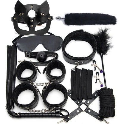 sleek black kink set with leash and mask for bdsm ddlg roleplay sessions
