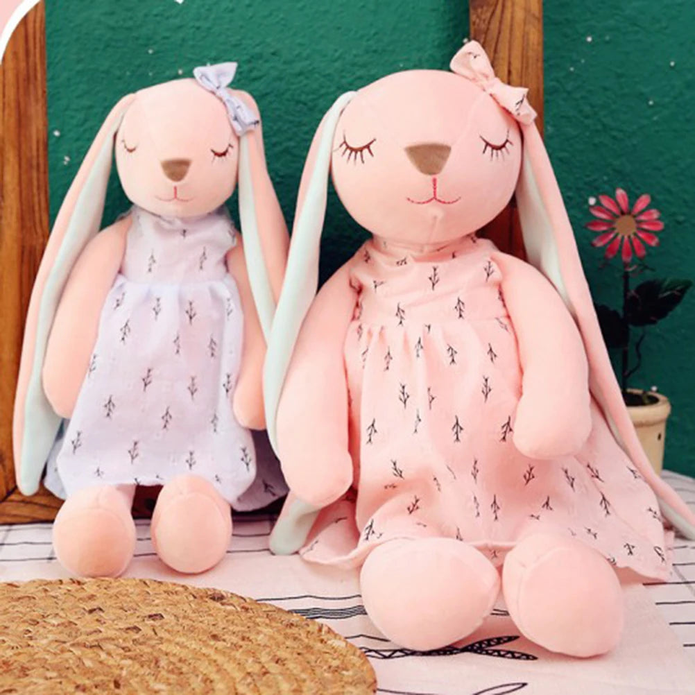 Sleepy bunny plush toy with cozy softness and sweet smile, perfect for soothing cuddles and soft girl spaces