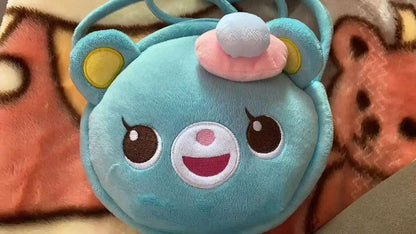 Soft blue Kawaii Colorburst Plush Bear Backpack, plush bag for pastelcore, DDLG, and kawaii fashion lovers