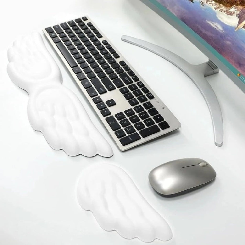 Kawaii angel mouse pad with ultra-soft memory foam, ideal for cozy desks, gamers, students, and pastel setups.