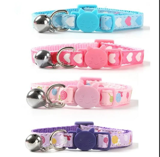 Blue, pink, and purple kawaii collars with heart and lollipop charms – Soft Kitty DDLG choker set