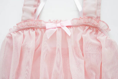 Soft pastel rose kawaii sleepwear dress, breathable and comfy, perfect for cutecore and playful lounging