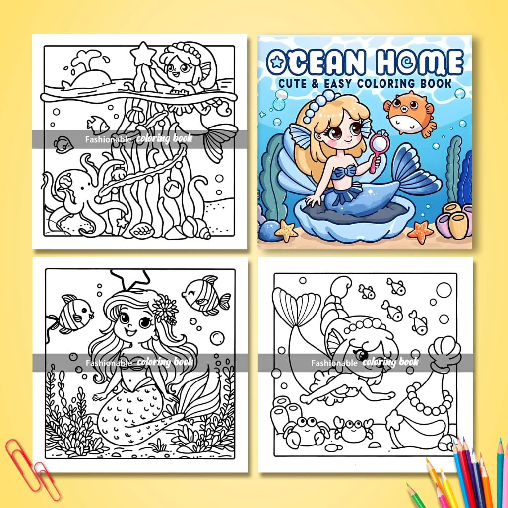 Soothing Aqua Dream Escape coloring book ideal for littles and dreamy artists seeking calm, ocean-inspired artwork.
