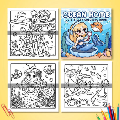 Soothing Aqua Dream Escape coloring book ideal for littles and dreamy artists seeking calm, ocean-inspired artwork.