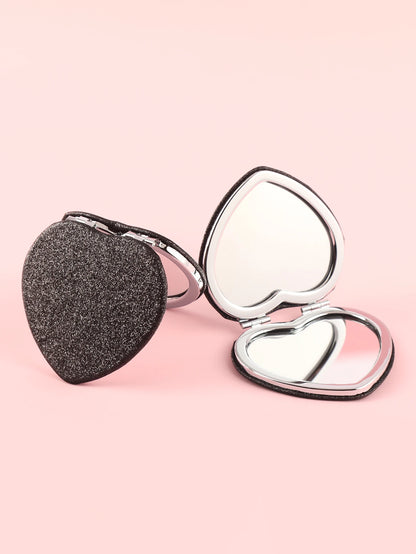 Sparkle Love Double-Sided Mini Mirror, glittery kawaii pocket mirror for selfies and everyday shine
