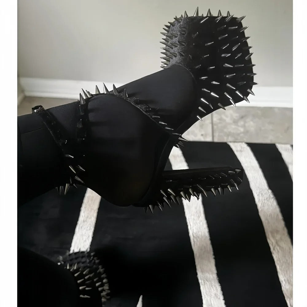 Spiked Bad Girl platform heels, perfect for cute baddie aesthetic and daring night looks