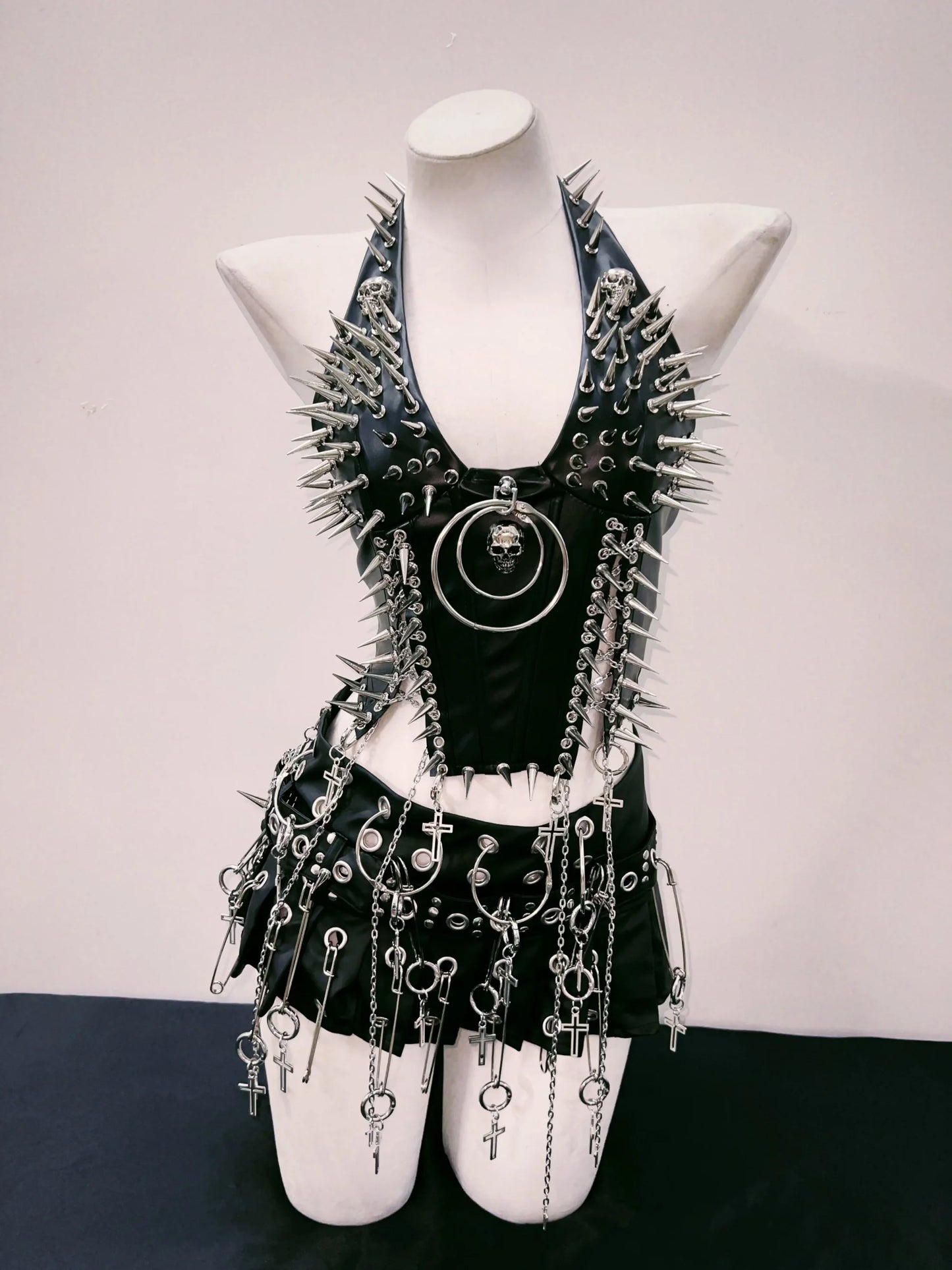 Spiked Queen full set with bustier and chain skirt, punk goth ddlg baddie edgy outfit