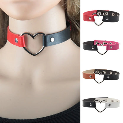 Split Babe Vegan Leather Choker featuring heart charm, two-tone design, perfect for DDLG and ABDL outfits