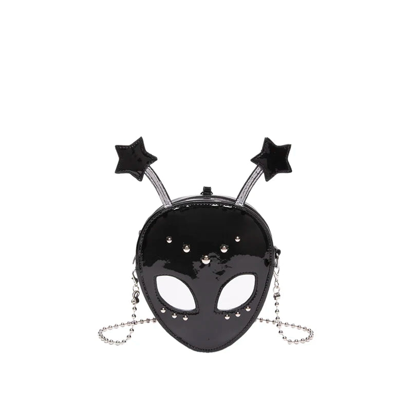 Black alien abduction bag with soft vegan leather, kawaii ABDL little space fashion 🌌🍼