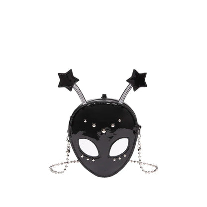 Black alien abduction bag with soft vegan leather, kawaii ABDL little space fashion 🌌🍼