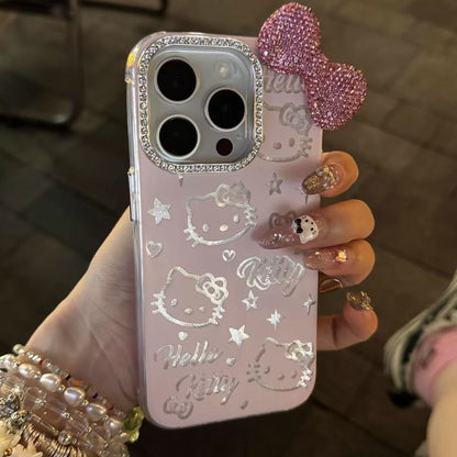 Spoiled Sparkle Kitty phone case with kawaii bow and sparkly kitty print for DDLG and ABDL aesthetic