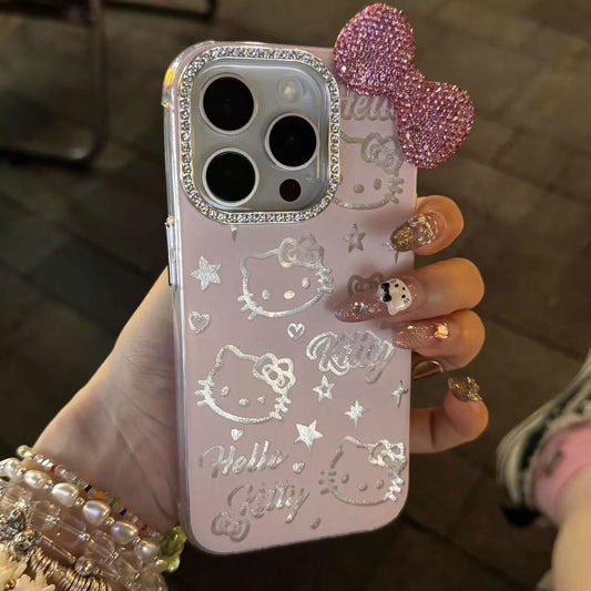 Spoiled Sparkle Kitty phone case with kawaii bow and sparkly kitty print for DDLG and ABDL aesthetic