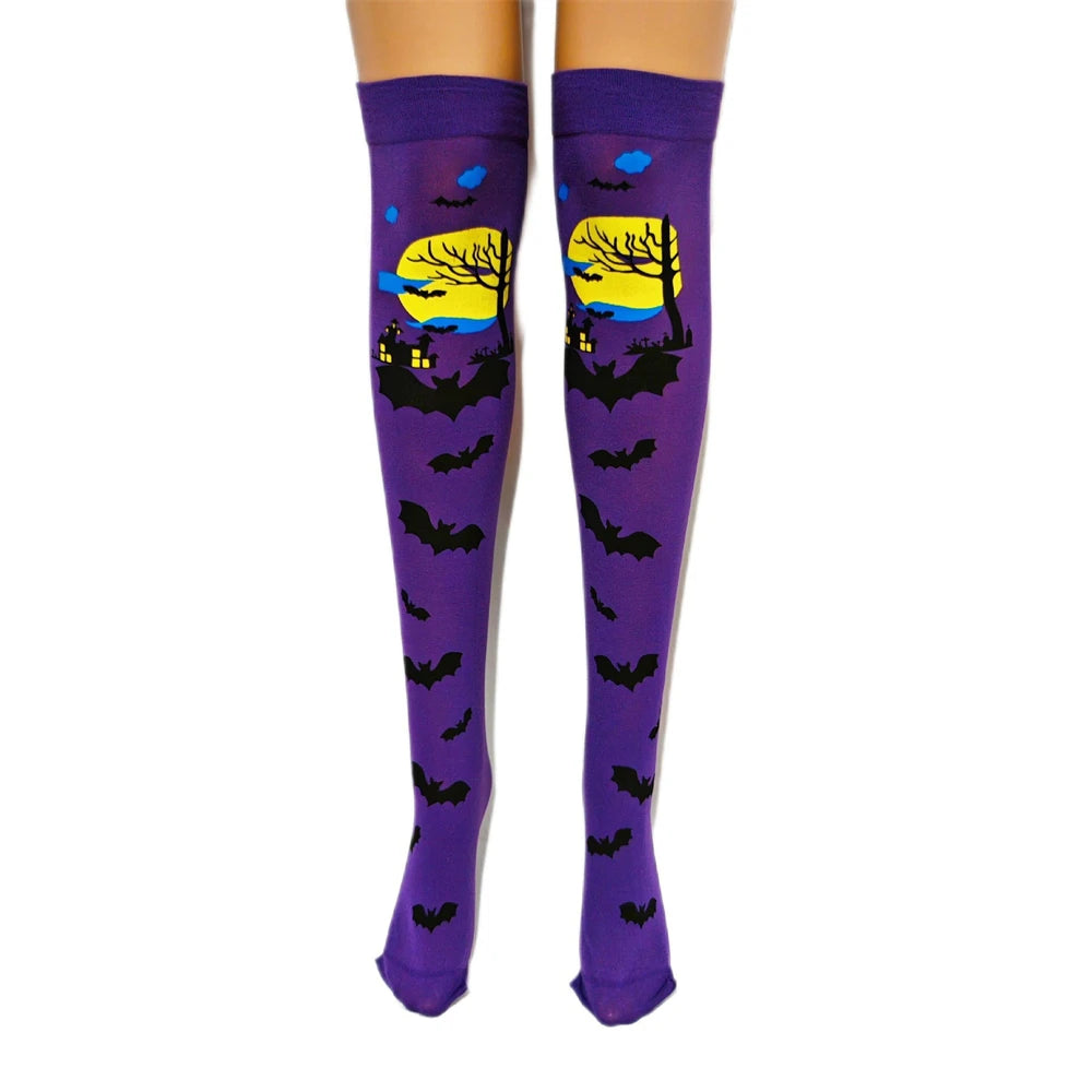 Spooky Bat Halloween thigh highs styled for DDLG costume and Halloween party fits