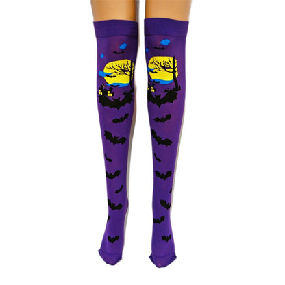 Spooky Bat Halloween thigh highs styled for DDLG costume and Halloween party fits