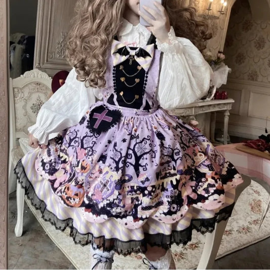 Spooky cute Trick or Trouble Lolita Dress with pastel gothic charm, perfect for ABDL, DDLG, and cutecore lovers
