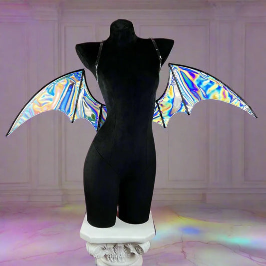 Spooky Holographic Cutie Wings Bat variant, kawaii DDLG ABDL babygirl cosplay and cutecore accessory, adjustable 115 cm × 30 cm