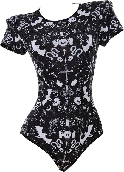 Spooky Season Onesie front view, black and white, cozy cutecore and kawaii design, ABDL & DDLG friendly, Halloween vibes