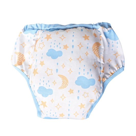 Starlight Clouds Pastel Training Pants with cosmic stars, clouds, and moon design, kawaii DDLG ABDL cutecore outfit