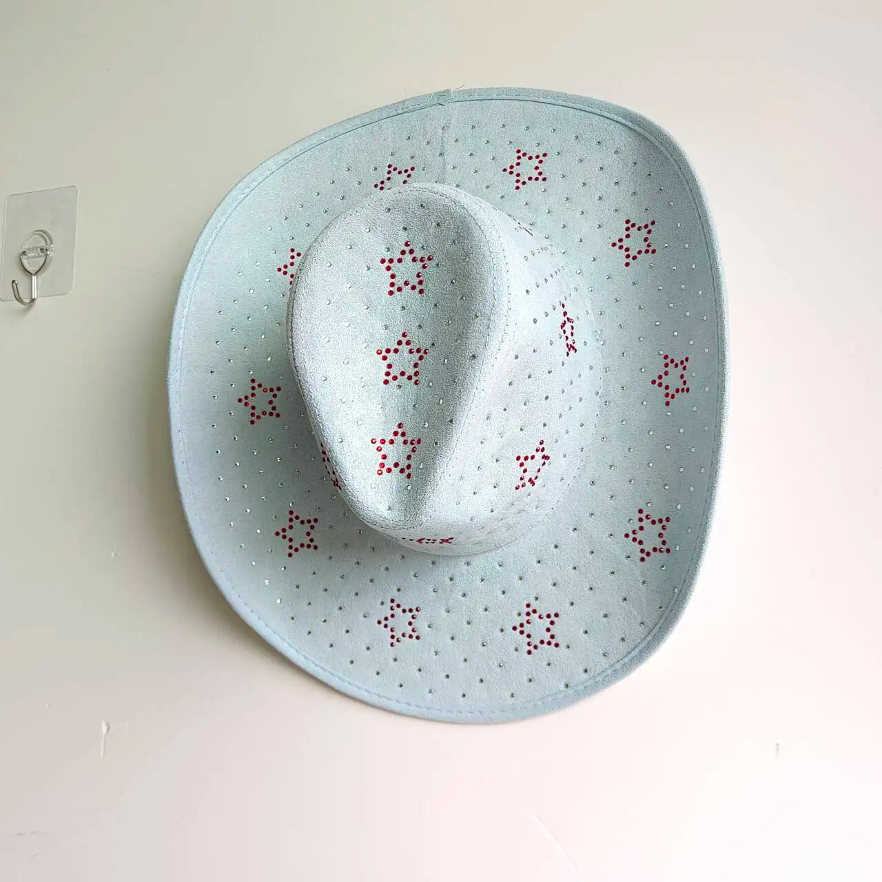 Baby blue starlight strass cowgirl hat for pastel kawaii DDLG fashion
