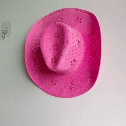 Hot pink starlight strass cowgirl hat, perfect for cutecore DDLG fashion