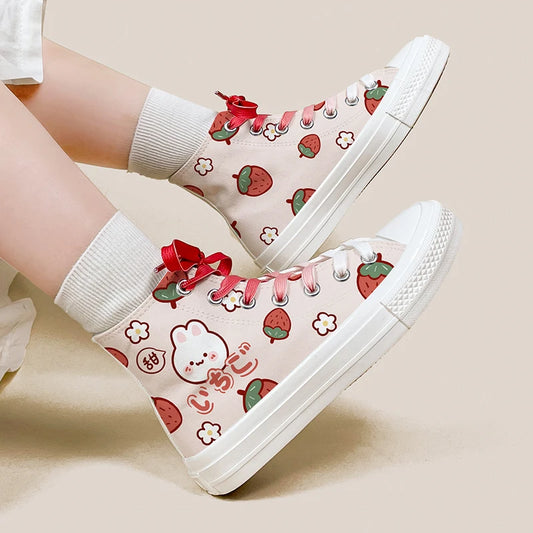Pastel strawberry gradient sneakers for ABDL & DDLG little space kawaii style