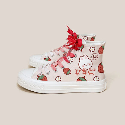 Cute pastel strawberry gradient sneakers for ABDL & DDLG kawaii streetwear