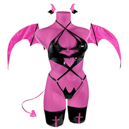 Succubus cosplay lingerie for DDLG play, fantasy costume, alluring kawaii style