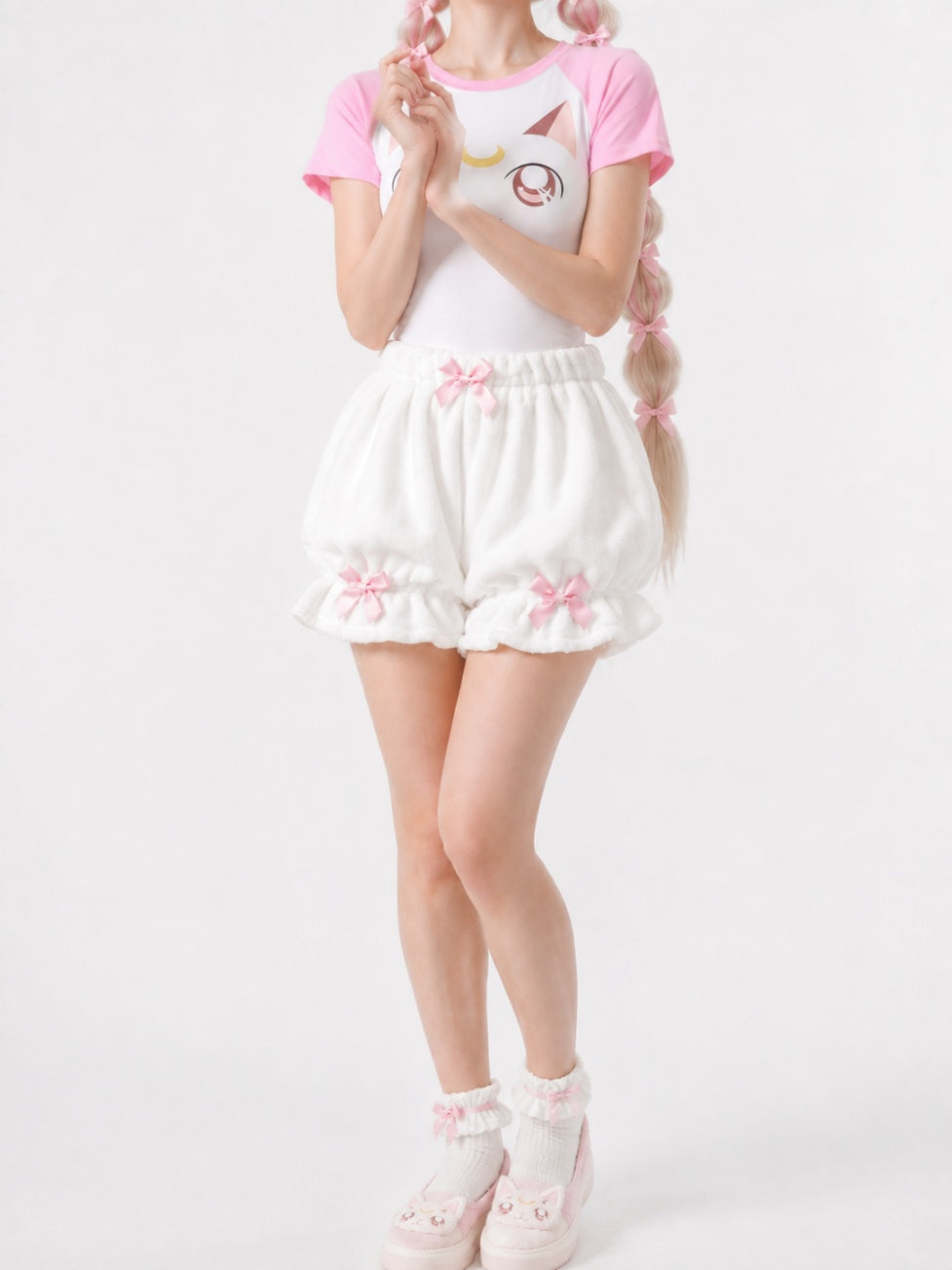 Ruffled leg cuff detail on sugar cloud puff Lolita bloomers, kawaii style