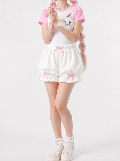 Ruffled leg cuff detail on sugar cloud puff Lolita bloomers, kawaii style