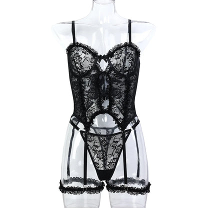 black Sugar Cream Doll lingerie set with sexy, soft mesh and lace, playful submissive style