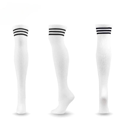 Fresh white and blue striped thigh-high stockings for pastelcore and babycore outfits