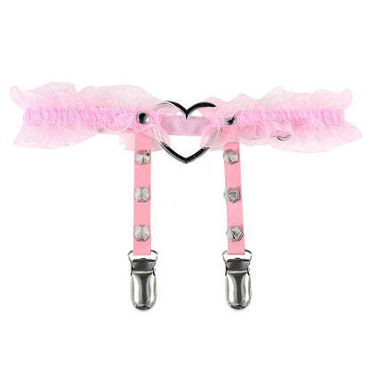 Pink Sugar Edge Frill Garter for DDLG ABDL kawaii fashion, playful lace and frilly design