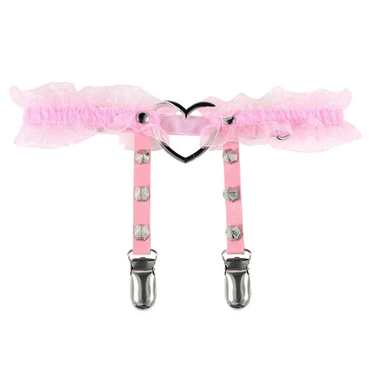 Pink Sugar Edge Frill Garter for DDLG ABDL kawaii fashion, playful lace and frilly design