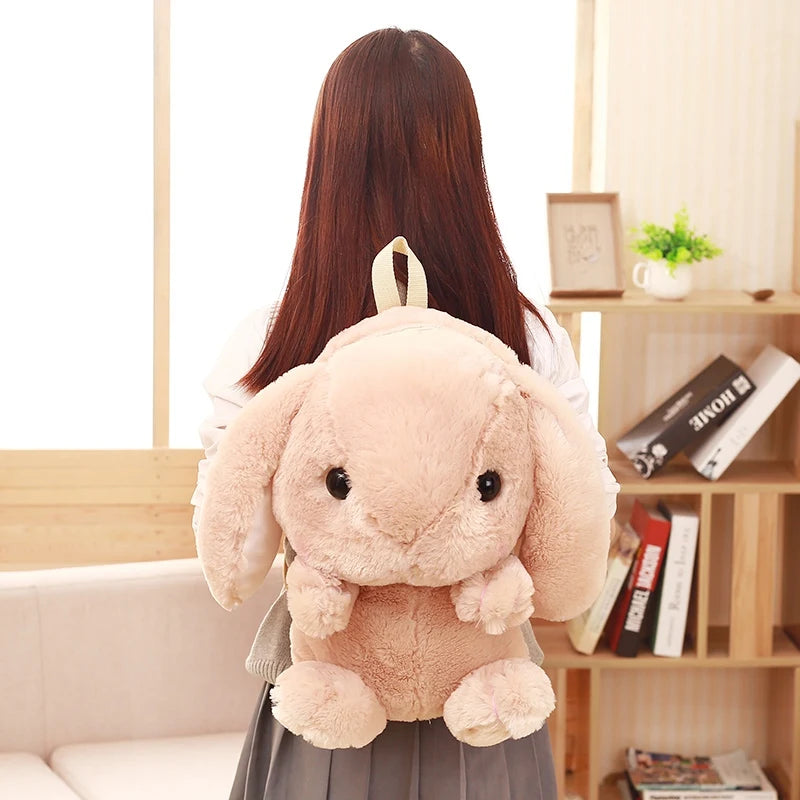 Brown Sugar Stuffed Plush Bunny Backpack 🍬 kawaii DDLG ABDL oversized 50cm plush with PP cotton filling & adjustable straps 🎒