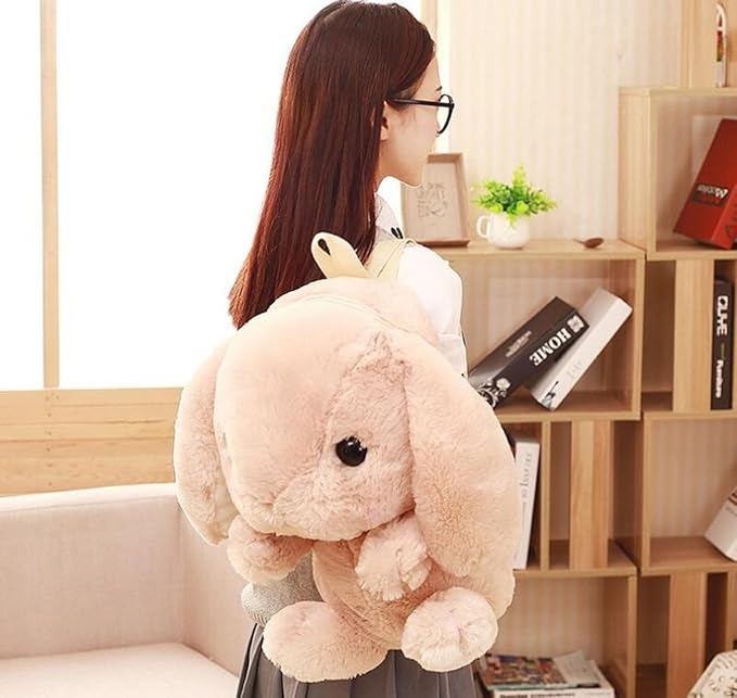 Sugar Stuffed Plush Bunny Backpack in white, soft oversized kawaii plush accessory for daily use and babycore outfits