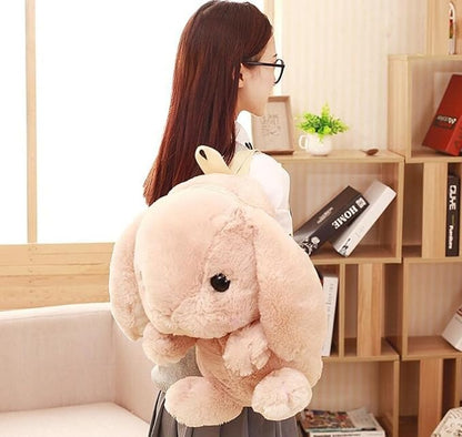 Sugar Stuffed Plush Bunny Backpack in white, soft oversized kawaii plush accessory for daily use and babycore outfits